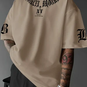 The new men's T-shirt for summer 2025 is a casual fashionable sporty breathable soft and simple 3D letter print