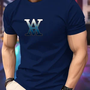 New Casual letter print Super Elastic Casual Short-Sleeved Men's Daily Party Home Social T-Shirt Solid Color Vintage Streetwear