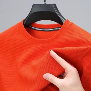 2024 Men's New Waffle Round Neck Short Sleeved T-shirt Summer Comfortable Top