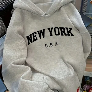 Relaxed Man and Women's Hoodie NEW YORK U.S.A. Lettering Pullover Sweatshirt Fashion Casual HipHop Sweatshirt Harajuku Unisex